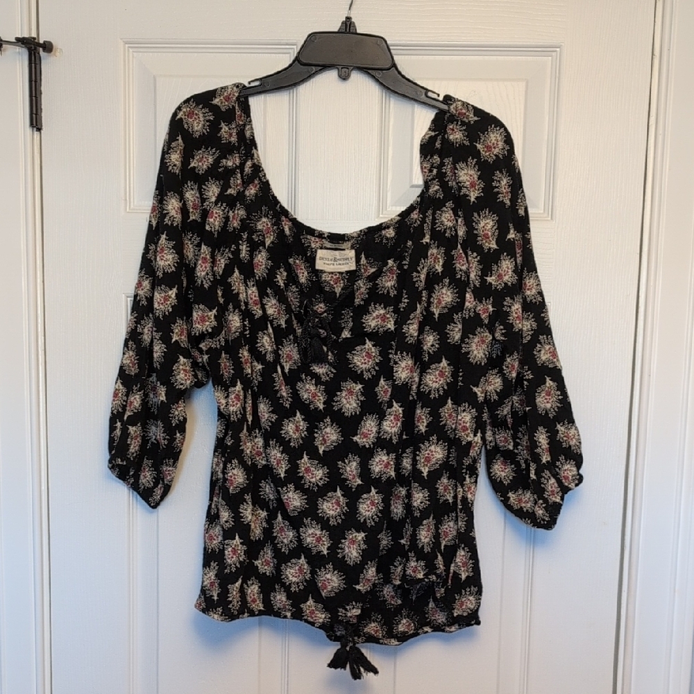 Ralph Lauren Denim & Supply Floral Black Boho Top - Large